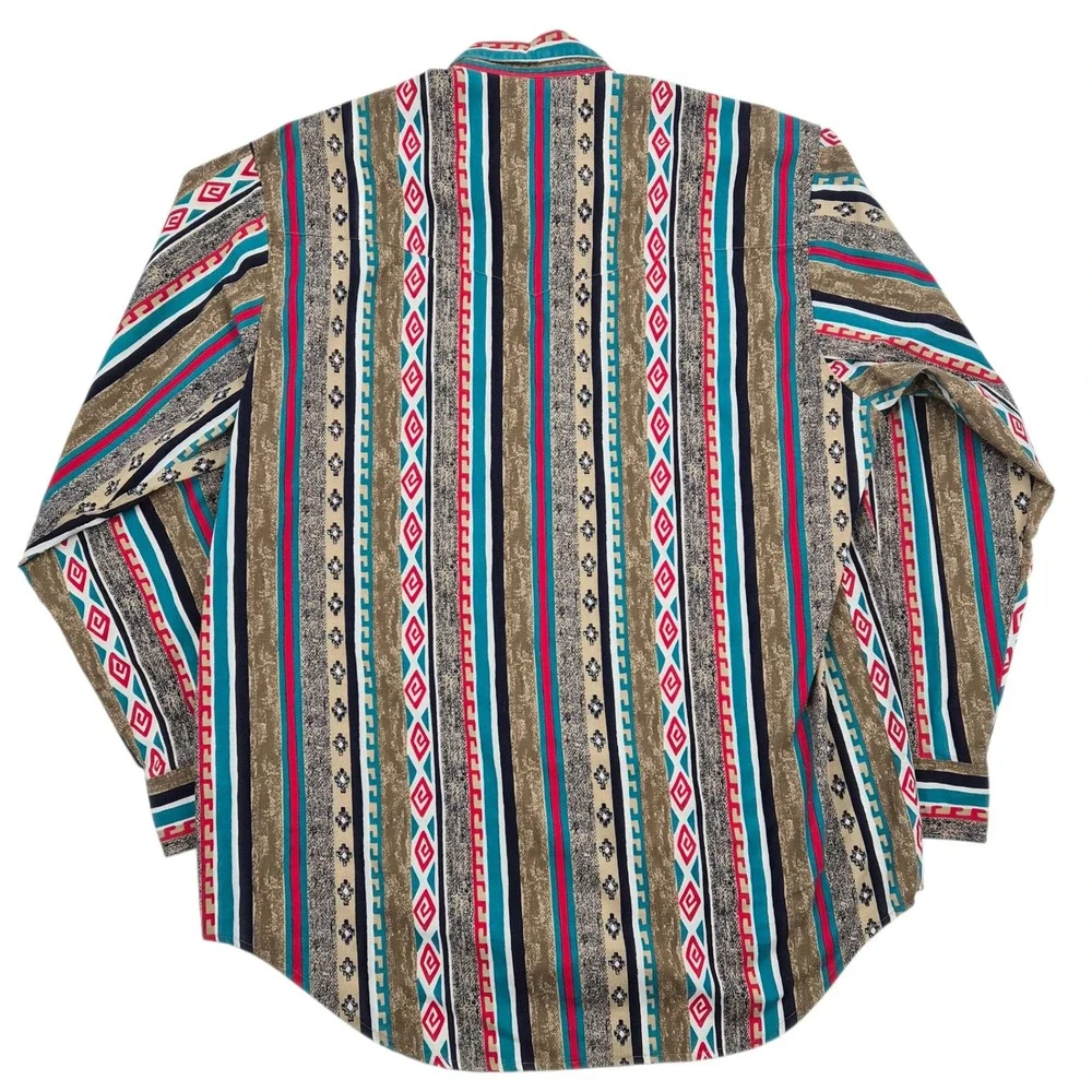 Frontier Series Mens Geometric Stripe Button‎ Down Shirt Large Cotton